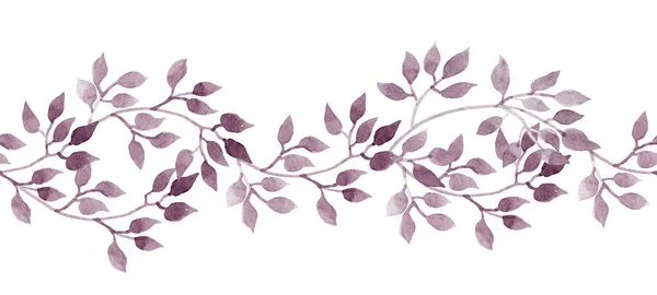 원활한 스트라이프 배너-손으로 그린 수채화 나뭇잎. 반복된 패턴. — 스톡 사진