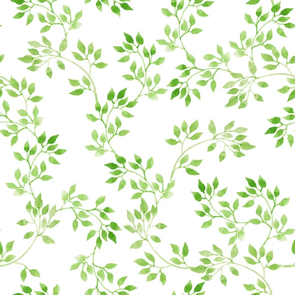 Green leaves. Repeating pattern. Watercolor — Stock Photo, Image