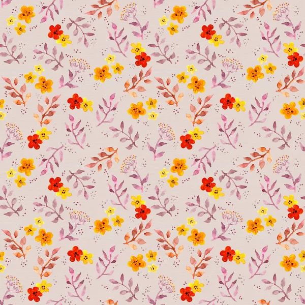 Fondo floral fantasía sin costuras con flores lindas. Dibujo pintado acuarela — Foto de Stock