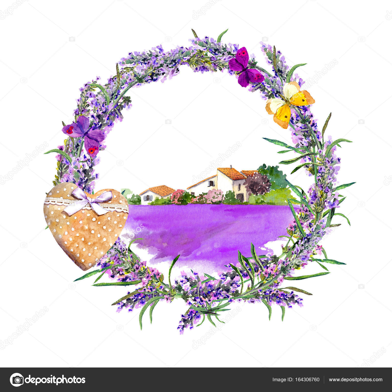 Lavender Flowers Butterflies Heart Peaceful Scene - 