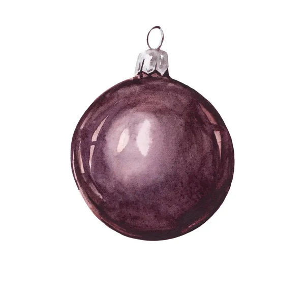 Bauble de Natal castanho. Aquarela — Fotografia de Stock