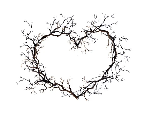 Tvar srdce - věnec z větví, větvičky. Akvarel design tetování — Stock fotografie