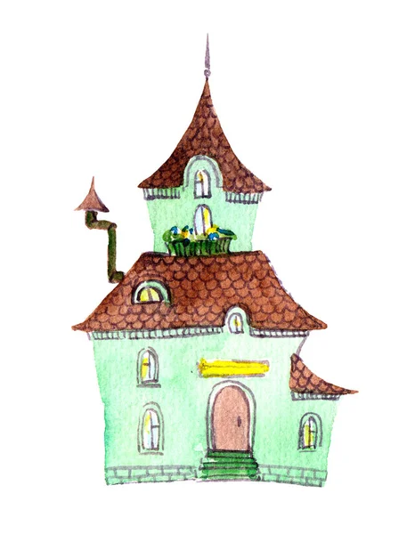 Fantasiehaus. Aquarell — Stockfoto