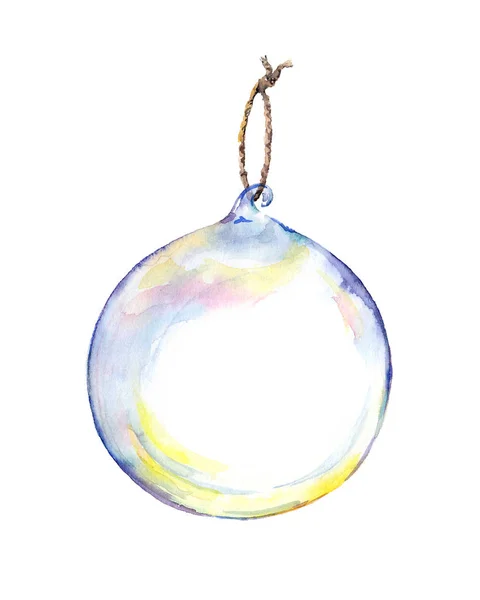 Bugiganga de Natal decorativa - vidro transparente. Aquarela — Fotografia de Stock