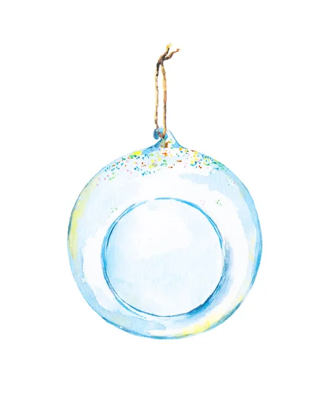 Decoratieve Kerstbal - transparant glas. Aquarel — Stockfoto