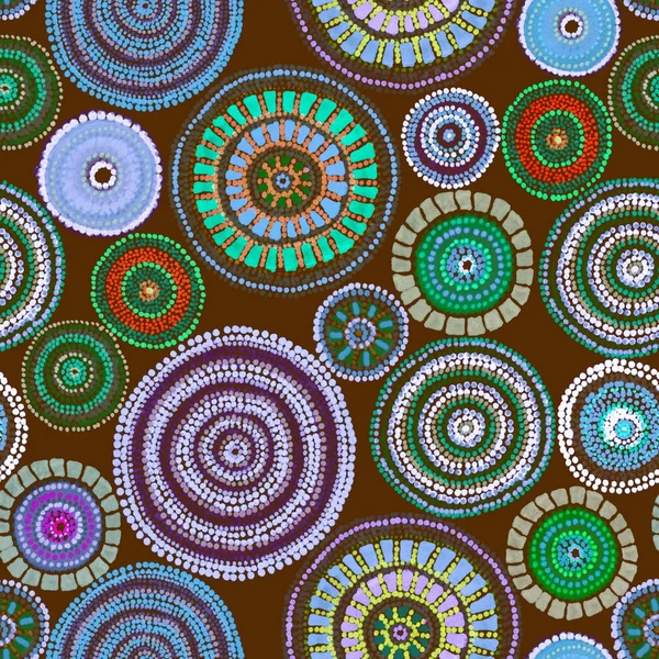 El diseño australiano con los puntos - los círculos, las ondas. Patrón sin costura — Foto de Stock