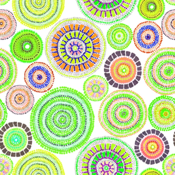 Australijski ornament - koło i kropki. Bezszwowe tło. Rysunek — Zdjęcie stockowe