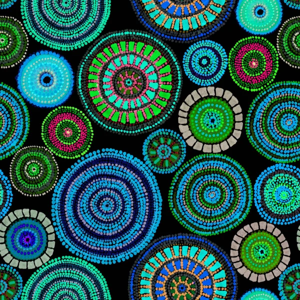 Design australien avec des points - cercles, vagues. Modèle sans couture — Photo