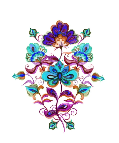 Flores ornamentadas da Europa Oriental. Motivo aquarela - bordado floral — Fotografia de Stock