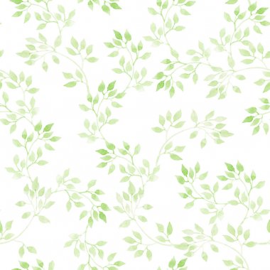 Işık yeşil yaprakları. Tekrarlanan model. Suluboya