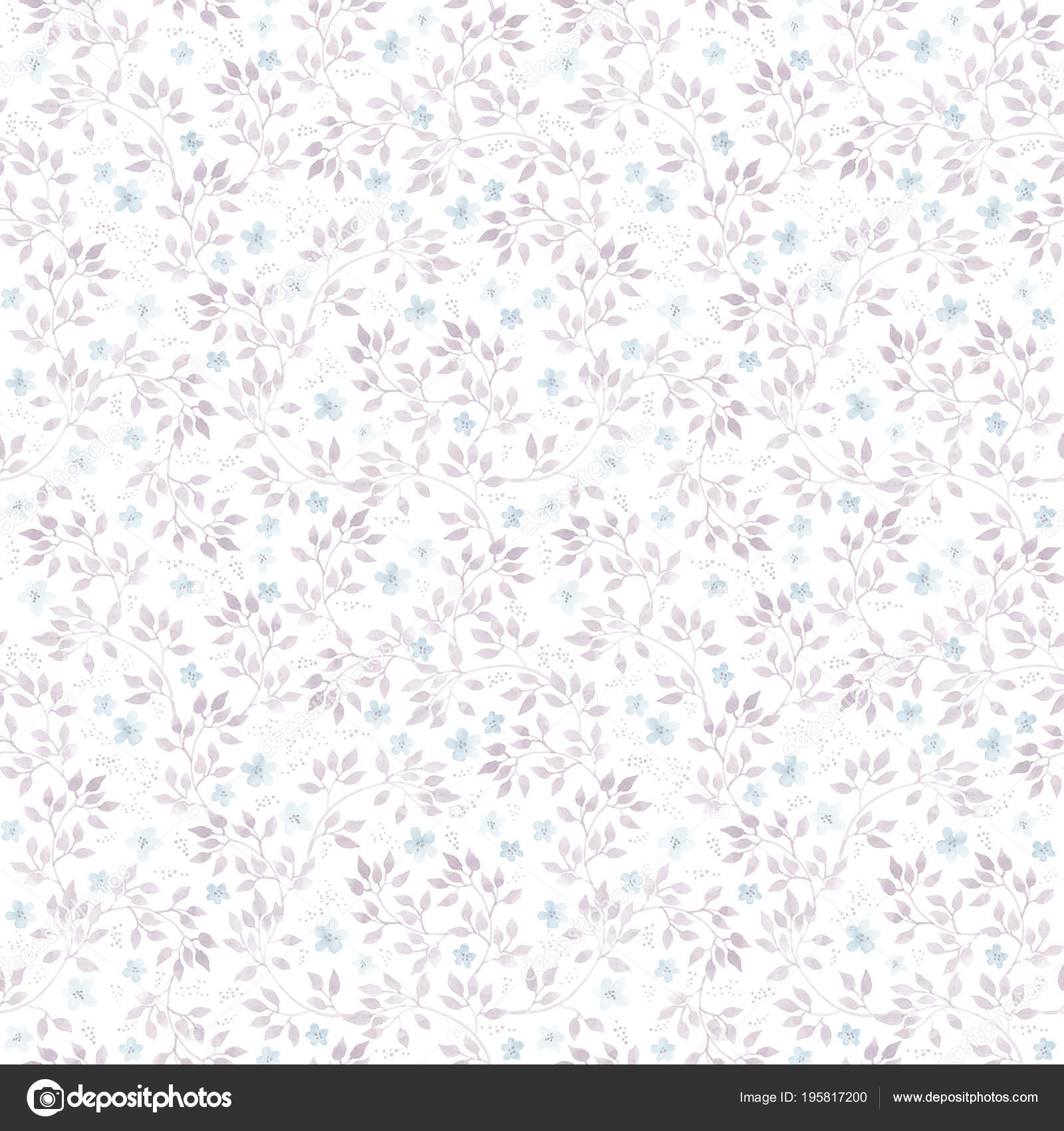 Cute ditsy flowers, leaves. Pastel light seamless floral pattern. Muted ...