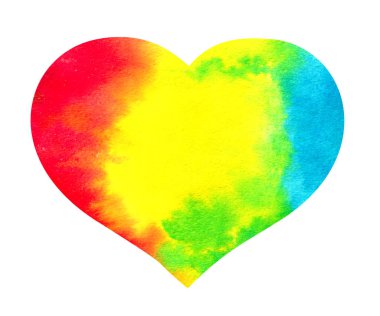 Suluboya gökkuşağı kalbi - Igbt, lezbiyen, gay aşk sembolü.