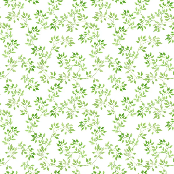 Green leaves. Repeating pattern. Watercolor — Stock Photo, Image