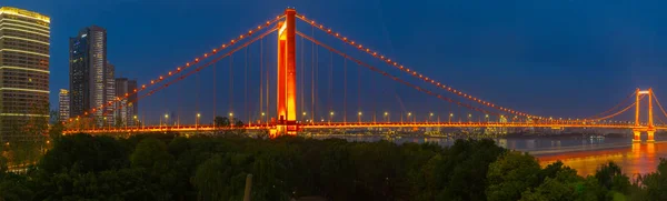 Wuhan Yingwuzhou Yangtze River Bridge Solnedgång Och Natt Landskap — Stockfoto