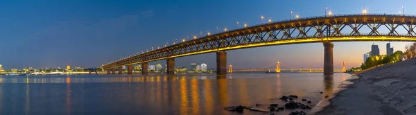 Wuhan Yangtze River City Night Light Show Scenery — Stock Photo, Image