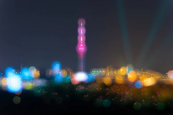 Wuhan Yangtze Fluss Und Stadt Nacht Und Licht Show Landschaft — Stockfoto