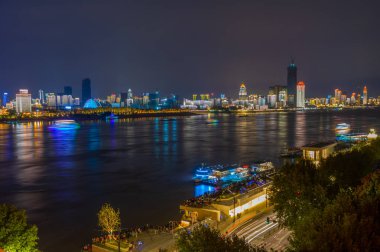 Wuhan Yangtze River and city night scenery clipart