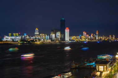 Wuhan Yangtze River and city night scenery clipart