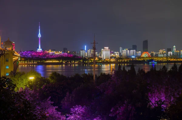 Wuhan Yangtze River City Night Scenery — Stock Photo, Image