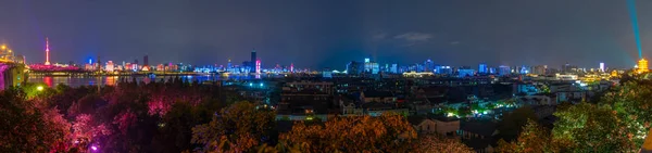 Wuhan Yangtze Fluss Und Stadt Nacht Landschaft — Stockfoto