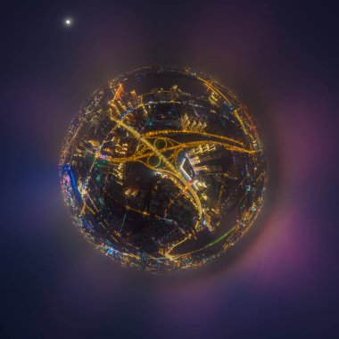 Wuhan şehir gün batımı ve yaz aylarında gece hava fotoğrafçılığı sahne