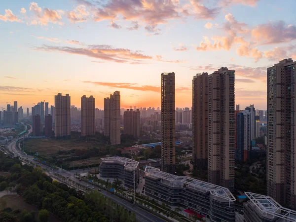 Wuhan City Sunset Night Aerial Photography Scenery Summer — Stock Photo, Image