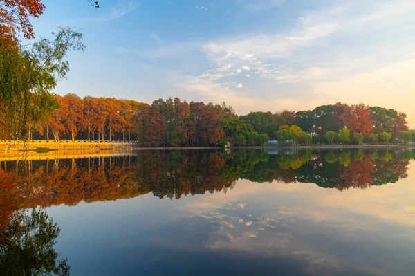 Paisajes Finales Otoño Del Área Escénica Tingtao East Lake Wuhan — Foto de Stock