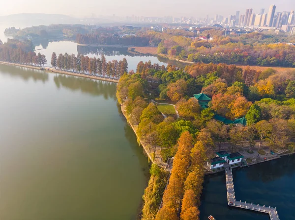 Paisaje Fotografía Aérea Zona Escénica Tingtao East Lake Wuhan Hubei — Foto de Stock