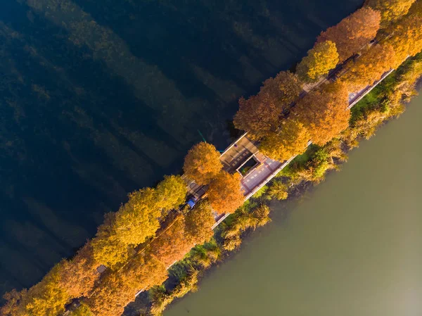 Luftaufnahmen Landschaft Von Tingtao Landschaftlich Reizvolle Gegend Östlichen See Wuhan — Stockfoto