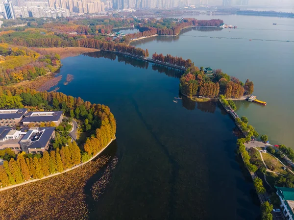 Flygfotografering Landskap Tingtao Scenic Area East Lake Wuhan Hubei Slutet — Stockfoto