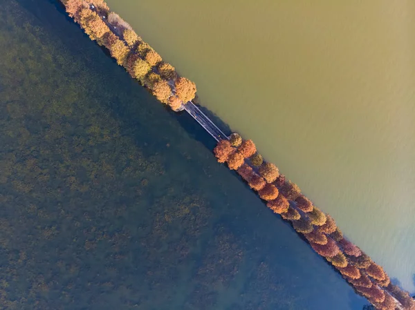 Luftaufnahmen Landschaft Von Tingtao Landschaftlich Reizvolle Gegend Östlichen See Wuhan — Stockfoto