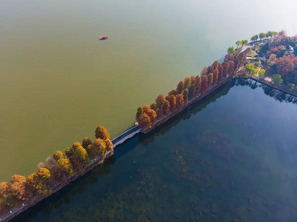 Paisaje Fotografía Aérea Zona Escénica Tingtao East Lake Wuhan Hubei — Foto de Stock