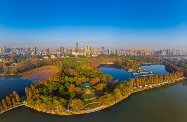 Krajobrazy Tingtao Scenic Area East Lake Wuhan Hubei Późną Jesienią — Zdjęcie stockowe