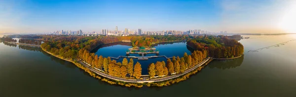 Luftaufnahmen Landschaft Von Tingtao Landschaftlich Reizvolle Gegend Östlichen See Wuhan — Stockfoto