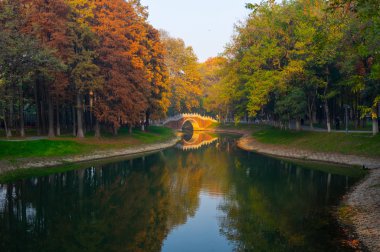 Jiefang Park 'ın sonbahar manzarası, Wuhan, Hubei, Çin