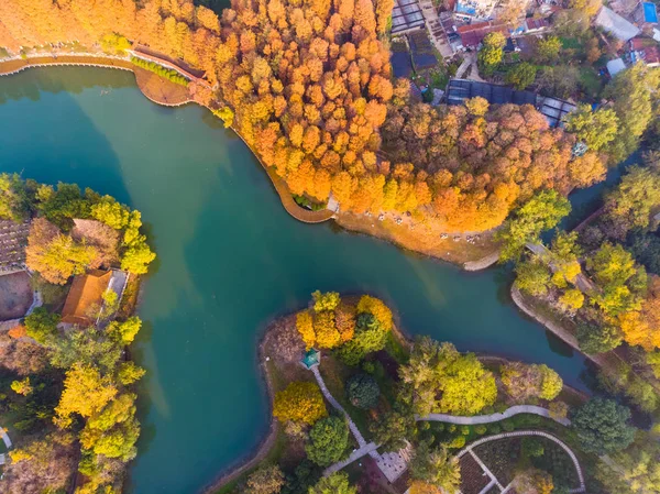 Paisaje Fotografía Aérea Jiefang Park Wuhan Hubei Finales Otoño — Foto de Stock