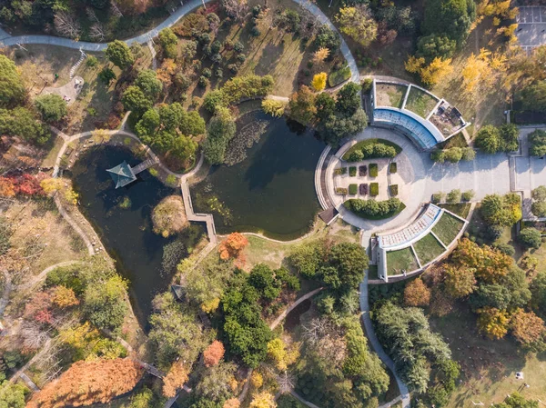 Photographie Aérienne Paysage Lac Moon Wuhan Hubei Fin Automne — Photo