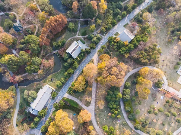 Fotografia Aérea Paisagem Lago Lua Ponto Cênico Wuhan Hubei Final — Fotografia de Stock