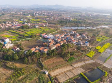 Hubei, Daye 'deki Baoan Gölü Ulusal Sulama Parkı' nın bahar manzarası