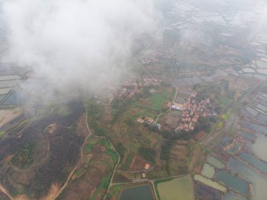 Hubei, Daye 'deki Baoan Gölü Ulusal Sulama Parkı' nın bahar manzarası