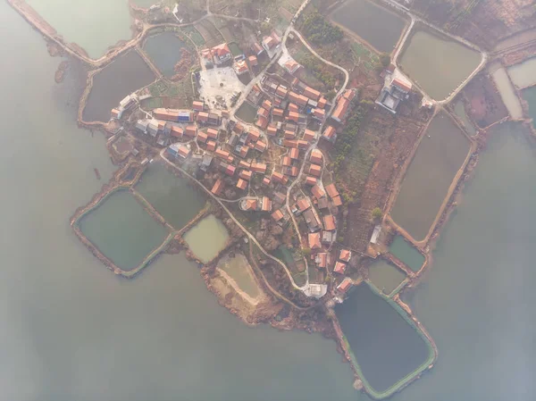 Frühling Luftaufnahme Des Baoan Lake National Wetland Park Daye Hubei — Stockfoto