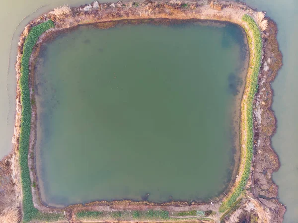 Paisaje Aéreo Primavera Del Parque Nacional Humedales Del Lago Baoan —  Fotos de Stock