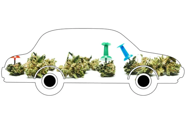 Conducir alto con marihuana o cannabis — Foto de Stock