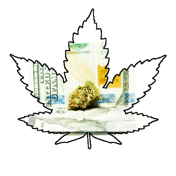 Icona con foglie di marijuana e cannabis — Foto Stock