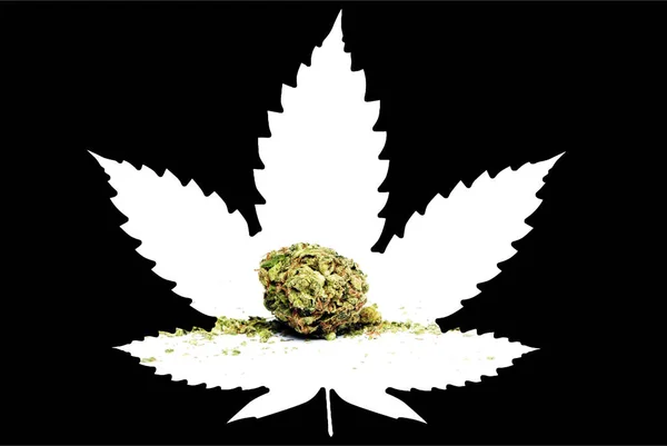 大麻和大麻叶图标 — 图库照片