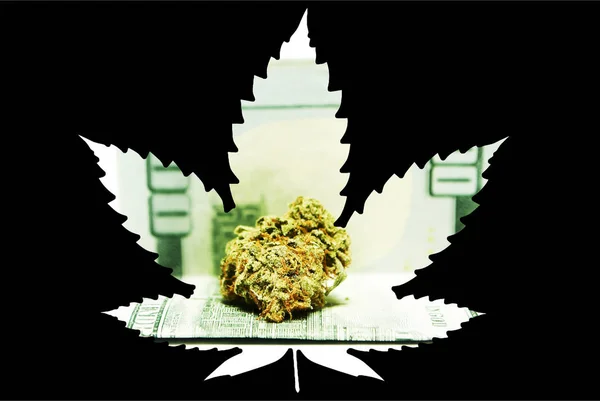 Icona con foglie di marijuana e cannabis — Foto Stock