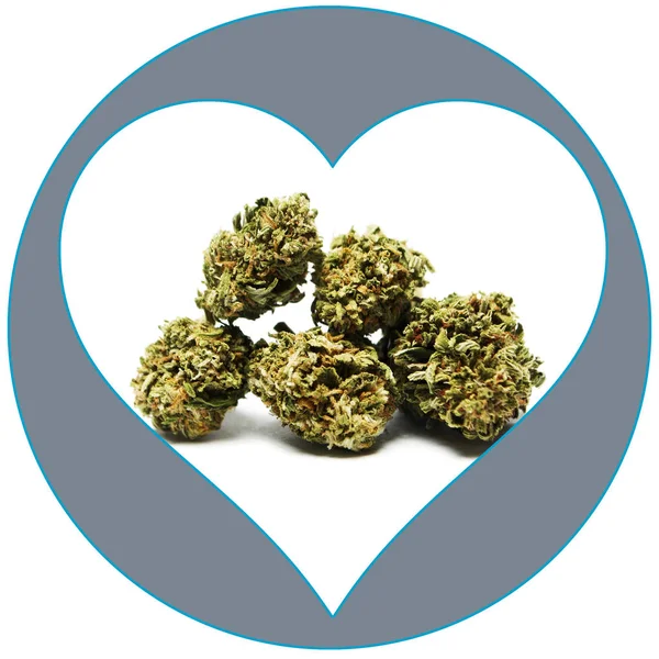Hierba del Amor, Marihuana del Corazón y Cannabis —  Fotos de Stock