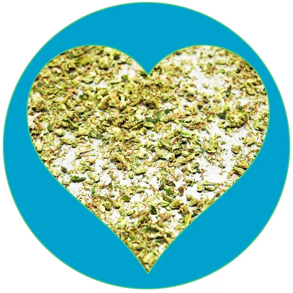 Hierba del Amor, Marihuana del Corazón y Cannabis — Foto de Stock