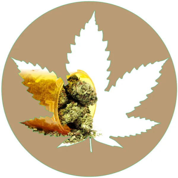 Icono de la Hoja de Olla, Marihuana y Cannabis — Foto de Stock