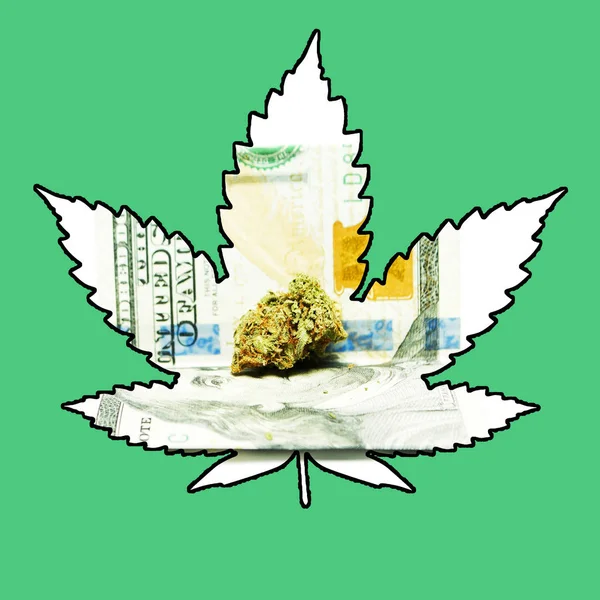 Icona con foglie di vaso, marijuana e cannabis — Foto Stock